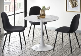 Stół kawiarniany na jednej nodze Denver imitacja białego marmuru