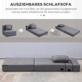 HOMCOM Rozkładana sofa Zdejmowany do czyszczenia Maksymalne obciążenie 100kg 70 cm x 70 cm x 61 cm Ciemnoszary | Aosom PL