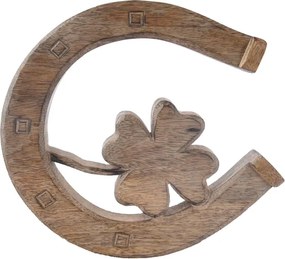 InDecor Dekoracja ścienna z drewna mango Podkowa zkoniczynką, 20 x 21,5 x 2,5 cm