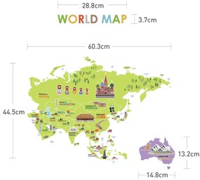 Naklejka dziecięca na ścianę 120x150 cm Giant World Map – Ambiance
