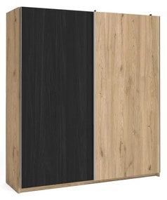 Czarna szafa w dekorze dębu z drzwiami przesuwnymi 182x200 cm Care – Marckeric