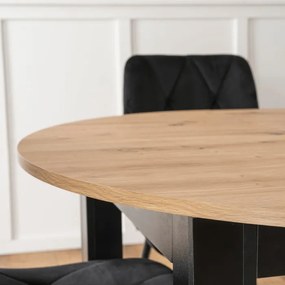 Stół Okrągły Rozkładany HARRY 102-142 cm Dąb Artisan/Czarny Nowoczesny