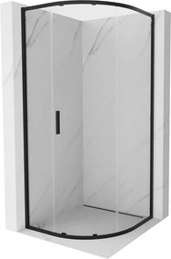 Mexen Exo-S kabina prysznicowa półokrągła rozsuwana 80 x 80 cm, transparent, czarna - 8131-080-080-70-00