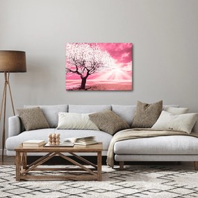 Różowy obraz drzewa (70x50 cm)
