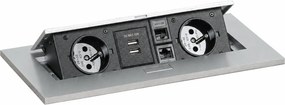 Port blatowy - wpuszczany, 2 gniazda, 2x USB-A, 2x RJ45 port, srebrny