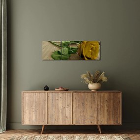 Obraz - Żółte róże w stylu vintage (z zegarem) (90x30 cm)