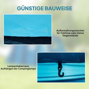 Outsunny Nadmuchiwany Namiot Kempingowy 3-6 Osób Namiot Tunelowy na Zewnątrz z Bocznymi Oknami, Drzwiami, Pompowanymi Belkami, 4,4 x 2,8 x 1,95 m, Niebieski