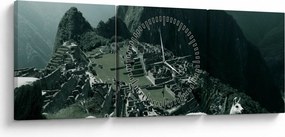 Obraz - Lamy w Machu Picchu w Peru (z zegarem) (90x30 cm)
