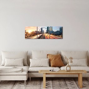 Obraz - Droga wielkiego miasta (z zegarem) (90x30 cm)