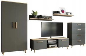 Zestaw mebli do salonu z szafą antracyt + dąb artisan P6-F51