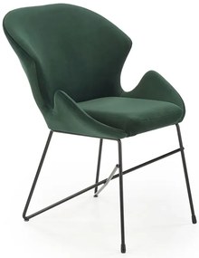 Zielone designerskie tapicerowane welurem krzesło - Anselm 2X