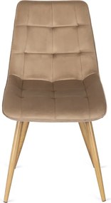 Krzesło Tapicerowane do Salonu RODRI Beżowe Welurowe Nowoczesne