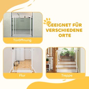 PawHut Barierka Ochronna Bez Wiercenia z Automatycznym Zamykaniem dla Dzieci i Zwierząt 76-80 x 76 cm, Biała | Aosom PL