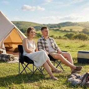 Składany krzesło campingowe Outsunny ze stalową ramą, siedziskiem z materiału, torbą, Czarne
