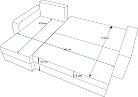 Rozkładana narożna sofa VALERIO 238x140 cm, ciemnoszara/antracytowa, uniwersalna + 2 poduszki GRATIS