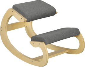 HOMCOM Ergonomiczny, kołyszący się stołek do klęczenia dla biura domowego, Poprawa postawy, Szary