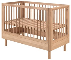 Łóżeczko z litego drewna dębowego z regulowaną wysokością 60x120 cm w naturalnym kolorze Forrest – Vipack