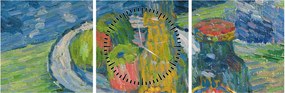 Obraz - Alexej von Jawlensky, Still Life with Bottles and Fruit, reprodukcje (z zegarem) (90x30 cm)