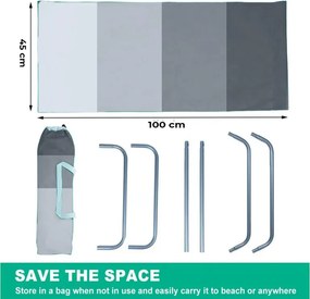 Składany leżak plażowy SAND, szare paski