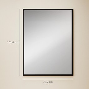 HOMCOM lustro ścienne prostokątne 76 x 101 cm, czarna drewniana rama, idealne do łazienki, salonu lub sypialni | Aosom PL