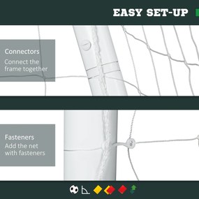 SPORTNOW Bramka do piłki nożnej, solidna siatka, rama z tworzywa sztucznego, kołki, 300L x 120B x 200H cm, Biały