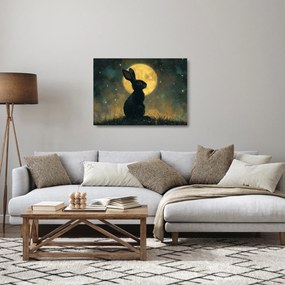 Obraz na szkle - Zając z księżycem (70x50 cm)