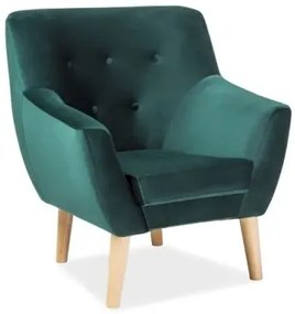 FOTEL NORDIC 1 VELVET KOLOR ZIELONY TAPICERKA BLUVEL 78 / BUK SIGNAL