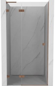 Mexen Lunar L drzwi prysznicowe uchylne lewe 85 cm, transparent, miedź szczotkowana - 834L-085-000-65-00-L