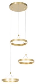 Lampa wisząca mosiądz okrągła z LED 3-stopniowo ściemniana 3-światłowa - LyaniDesignerski Oswietlenie wewnetrzne