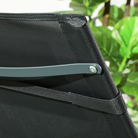 Outsunny Leżak ogrodowy, fotele z poduszką, 155 cm x 61cm x 88 cm, Czarny