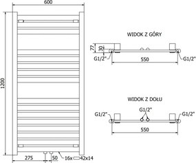 Mexen Uran grzejnik elektryczny 1200 x 600 mm, 600 W, czarny - W105-1200-600-2600-70