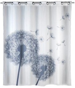 Biała zasłona prysznicowa z warstwą przeciw pleśni Wenko Dandelions, 180x200 cm