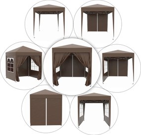 Outsunny Pawilon Składany z 4 Ścianami Bocznymi i 2 Oknami Stal Brązowy 2x2m | Aosom PL