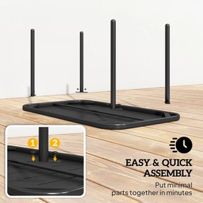 Outsunny Stolik kawowy na zewnątrz, odporny prostokątny metalowy stolik na patio z lamelowym blatem do użytku zewnętrznego | Aosom PL