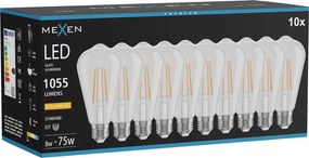 Mexen Vintis 10x żarówka filament LED E27, ST64, 8W, Ciepła - 2200K, 1055 lm, clear - L152-E27-0822-00x10