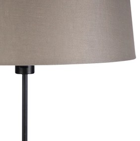 Lampa podłogowa regulowana czarna klosz lniany szarobrązowy 45cm - ParteWiejski/ Rustykalny / Vintage Oswietlenie wewnetrzne