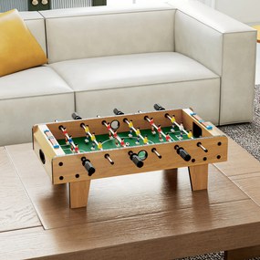 HOMCOM zestaw do piłkarzyków, stół kicker, kompaktowa drewniana konstrukcja, 2 piłki, liczniki punktów, brązowy