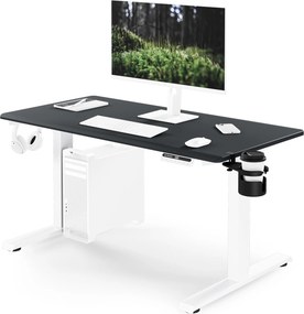 Biurko elektryczne z regulacją wysokości ergonomiczne biało-antracytowe,1200x600 mm: ARIA