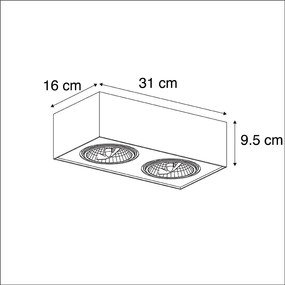 Design Reflektorek / Spot / Spotow czarny kwadrat 2-light - Kaya Nowoczesny Oswietlenie wewnetrzne