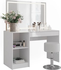 Stół do toalety biały/biały wysoki połysk 119.8x50.1x76 sherry