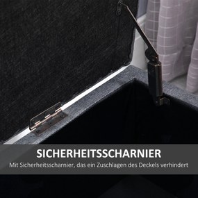 HOMCOM Ławka tapicerowana ławka ze schowkiem poliester imitacja lnu drewno kolor ciemnoszary