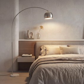 HOMCOM Lampa podłogowa, design łukowy z marmurową podstawą, 167 cm, srebrna | Aosom PL