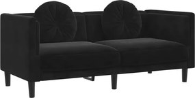 Czarna sofa 2-osobowa z poduszkami F7-W85