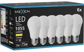 Mexen Nova 6x żarówka LED E27, A60, 10W, Ciepła - 3000K, 1055 lm - L100-E27-1030-01x06