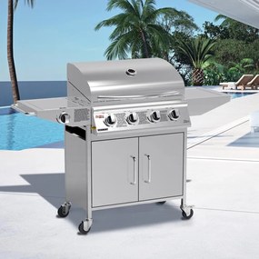 Avenberg Grill gazowy ze stali nierdzewnej z bocznym palnikiem Vermont, 136 x 53 x 105,5 cm