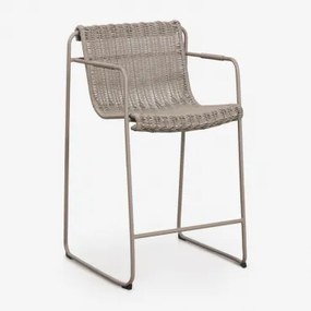 Zestaw 4 Wysokich, Sztaplowanych Stołków Ogrodowych Z Podłokietnikami Z Syntetycznego Rattanu I Stali Revia Moka Brown & ↑65 Cm - Sklum