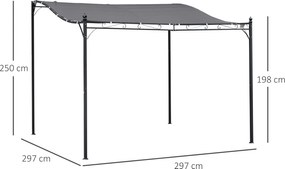 Outsunny Pergola 3x3 297x297cm Pergola z zakrzywionym dachem na taras Aosom PL