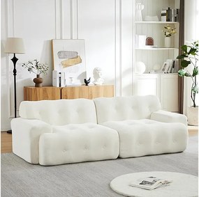 Modułowa 2-osobowa kanapa z tkaniny Chenille, głębokość siedziska 68cm, 224×104×66cm, Beżowy