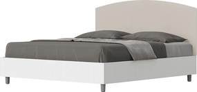 Łóżko bez stelaża 160x200 konstrukcja Frassino biała zagłówek sztucznej skóry Szaro-beżowy Antilia