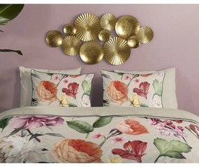 Beżowa pościel dwuosobowa z satyny bawełnianej 200x220 cm Fiori – Descanso